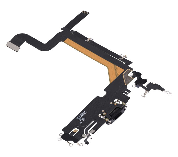 iPhone 14 Pro Max Charging Port Flex – Black OEM-Compatible USB-C Dock + Microphone Flex | Models A2651 A2894 A2896 A2895