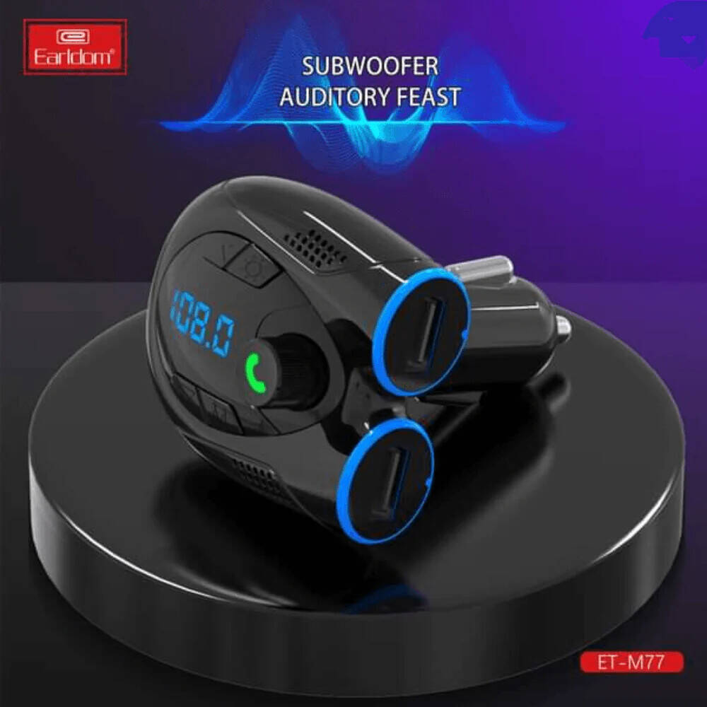 Wireless Car Kit with Dual USB – Bluetooth FM Transmitter in Spacecraft Design  Fast Charging & Music Streaming