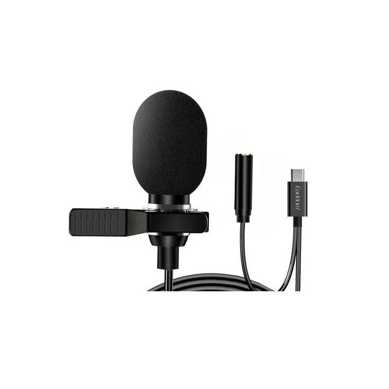 USB-C Mini Microphone with Clip & 3.5mm Female Jack – Compact Lavalier Mic for Android, iPad & USB-C Devices, Clear Audio for Recording & Streaming