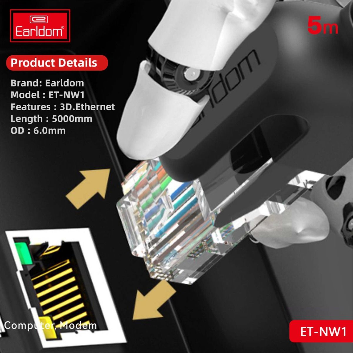 High-Speed Ethernet Cable – 40Gbps Internet LAN Cable for Home, Office & Gaming Networks