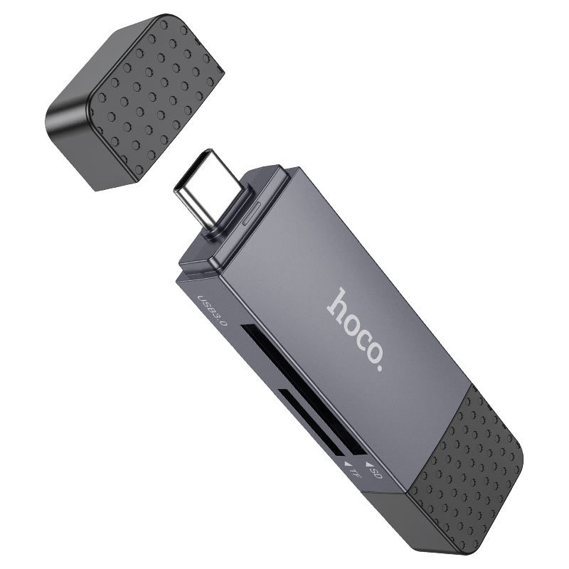 Hoco 2-in-1 Card Reader – USB 3.0 & USB-C Dual Interface Adapter for SD & MicroSD (TF) Cards, Compatible with Laptops, Tablets & Phones