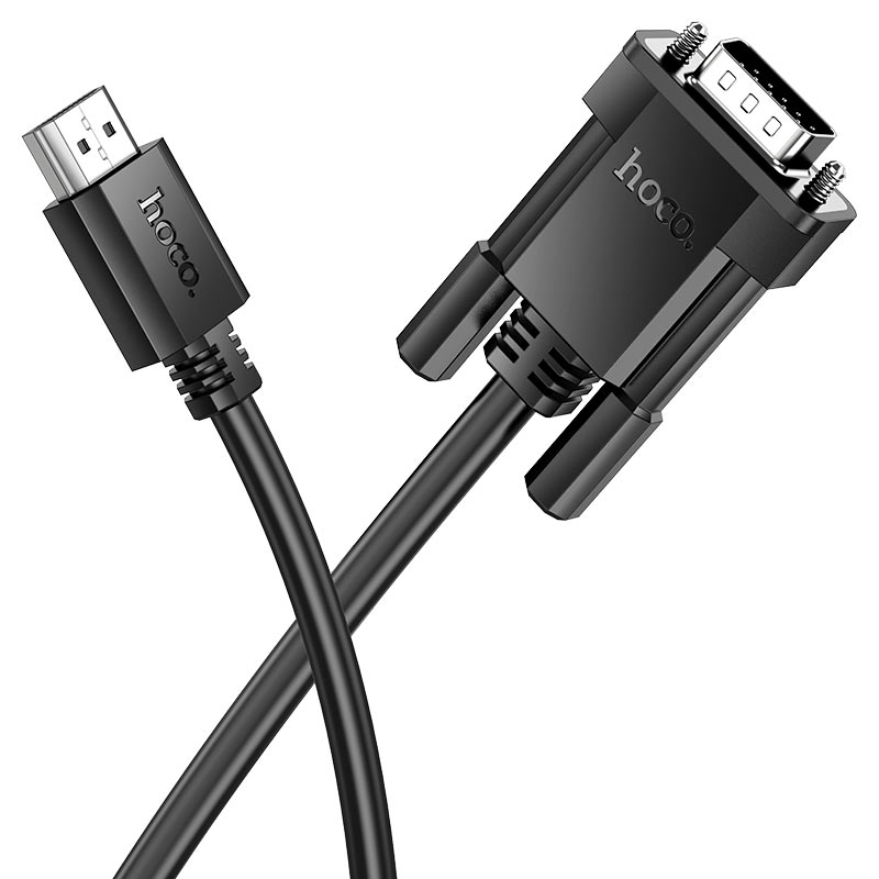 Hoco HDMI to VGA Cable – Male-to-Male HD Video Adapter Cord for Monitor, Projector, Laptop & HDTV Display Connection