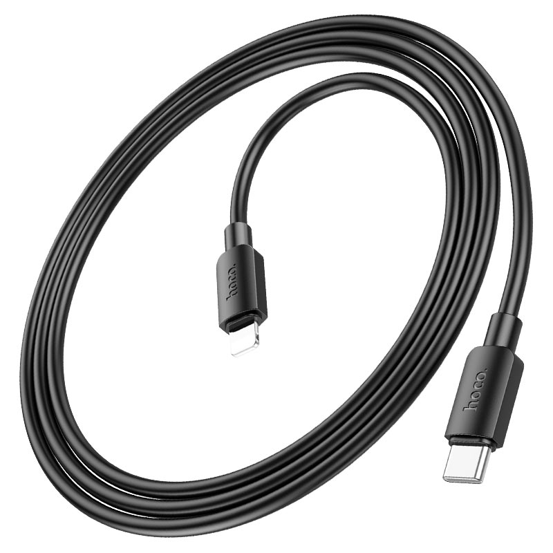 Hoco Type-C to 8-Pin Fast Charging Cable Black – 20W PD Quick Charge Data Cable for iPhone, iPad, and Apple Devices