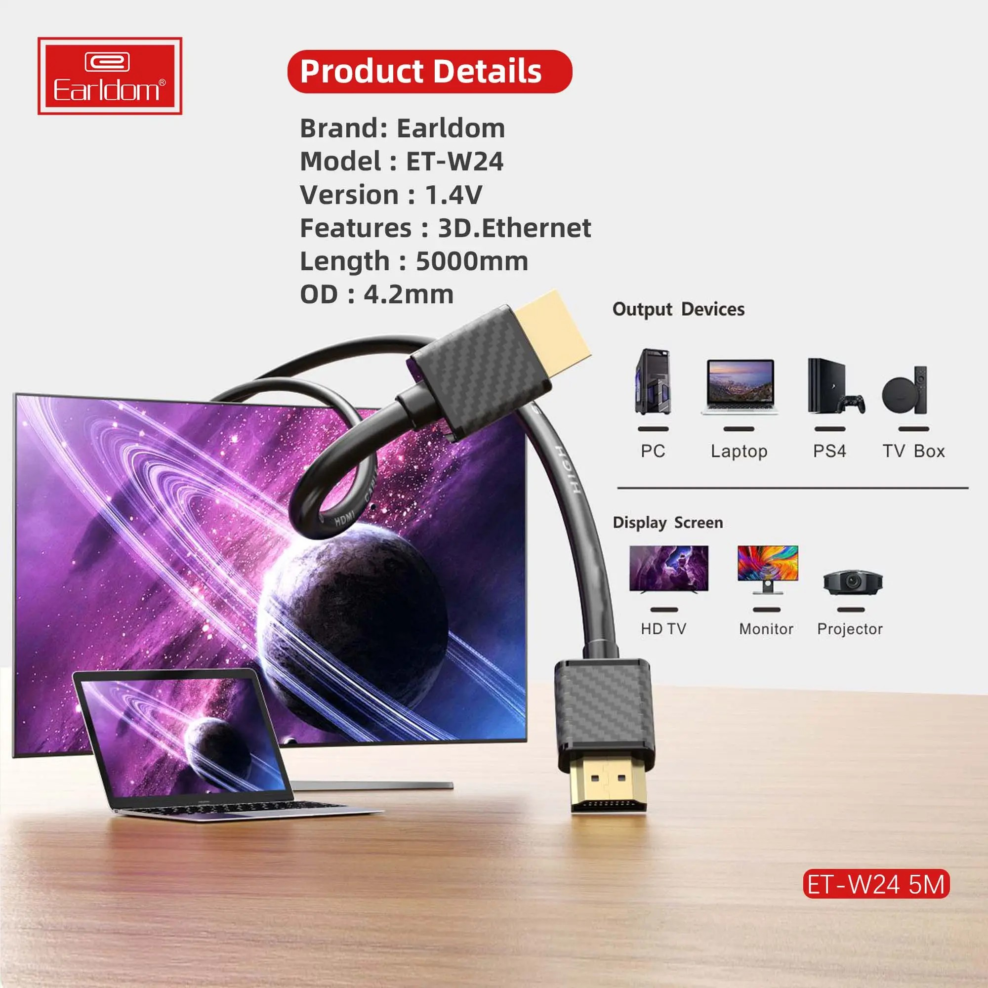 4K HDMI Cable (2M/3M/5M) – Ultra HD HDMI 2.0 High-Speed Cable 60Hz 18Gbps | HDR ARC eARC for TV, Monitor, Laptop, PS5, Xbox, Projector & More