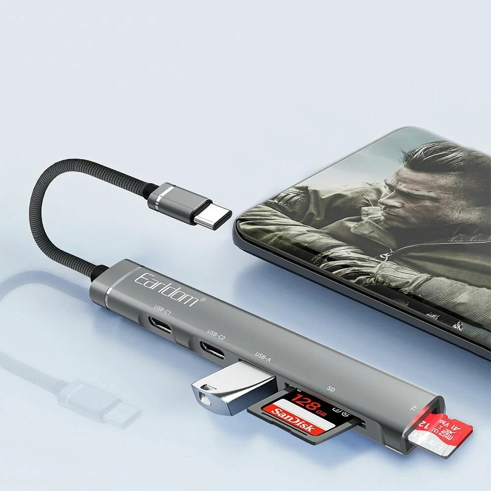 5-in-1 USB-C Hub – Multiport Adapter with 4K HDMI, USB 3.0, SD/TF Card Reader | Type-C Docking Station for MacBook, Chromebook & Laptops