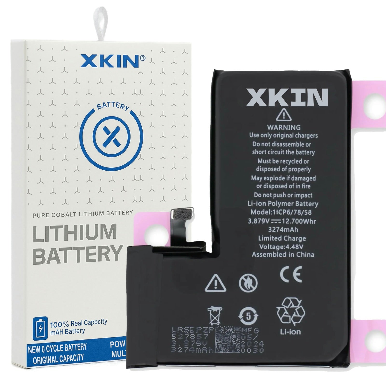 XKIN iPhone 15 Pro Battery Replacement – 3274mAh Li-ion Polymer | OEM-Compatible High-Capacity 0-Cycle Cell
