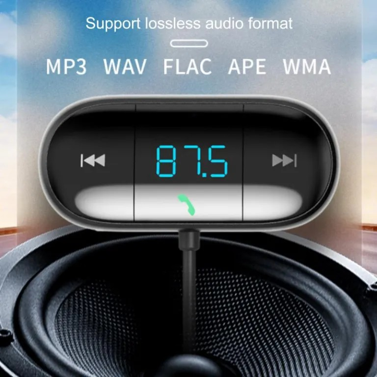 Universal USB Car Audio Kit – FM Transmitter, Wireless Music Player & Dual USB Charger for Vehicles