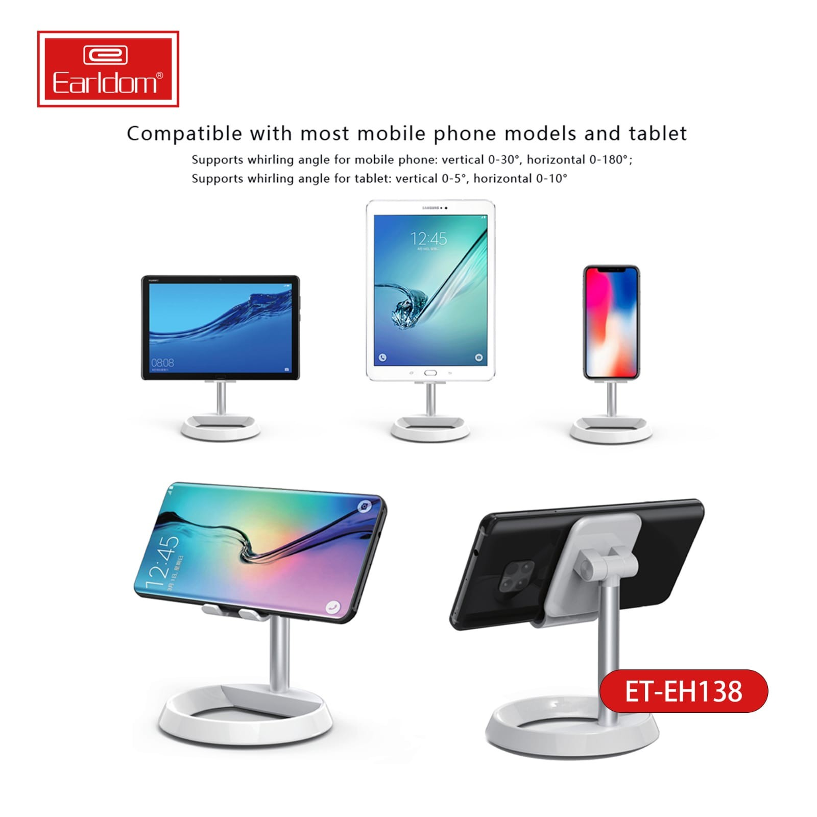 Universal Desktop Phone Holder – Adjustable Stand for Smartphones & Tablets, Ergonomic Viewing Angle for iPhone & Android Devices
